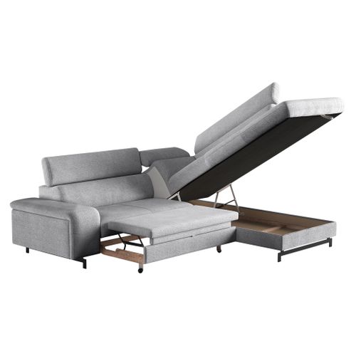 Canapé d'angle convertible EMMA droit orlando gris clair