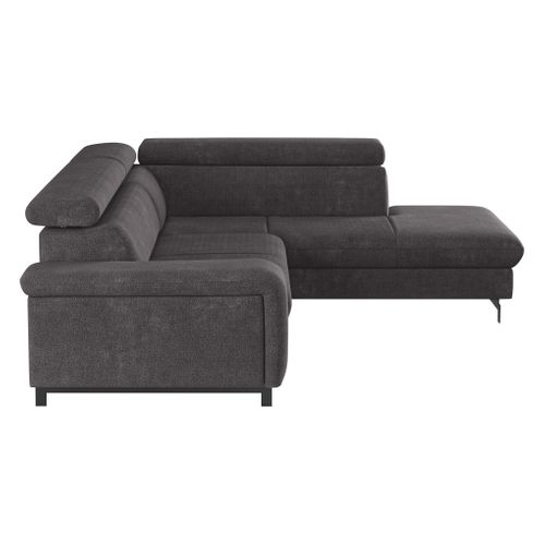 Canapé d'angle convertible EMMA droit orlando anthracite vue de profil