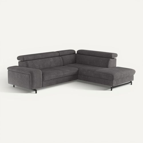 Canapé d'angle convertible EMMA droit orlando anthracite vue 3/4