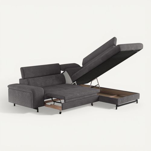 Canapé d'angle convertible EMMA droit orlando anthracite