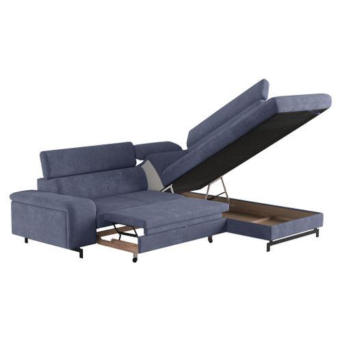 Canapé d'angle convertible EMMA droit orlando bleu