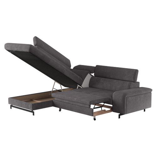 Canapé d'angle convertible EMMA gauche orlando anthracite