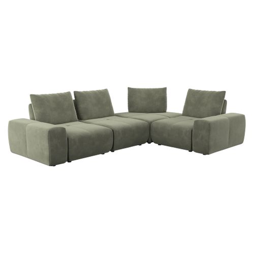 Canapé d'angle modulable MAJA tissu miracle kaki