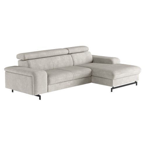 Canapé d'angle convertible EMMA droit rimini beige vue de profil