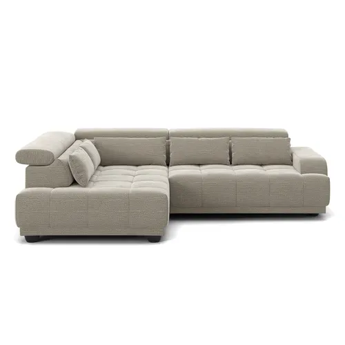 Canapé d'angle relax gauche ELIOTT tissu taupe vue de face