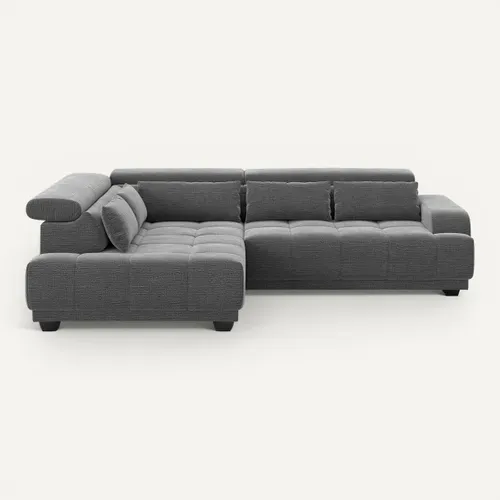 Canapé d'angle relax gauche ELIOTT tissu anthracite vue de face