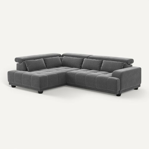 Canapé d'angle relax gauche ELIOTT tissu anthracite vue 3/4