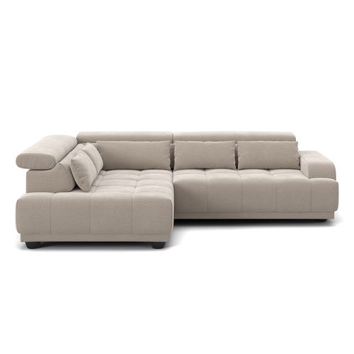 Canapé d'angle relax gauche ELIOTT tissu naturel vue de face