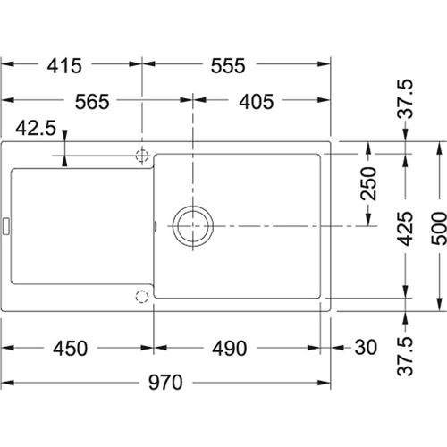 Evier à Encastrer 95cm Avec Siphon 459457
