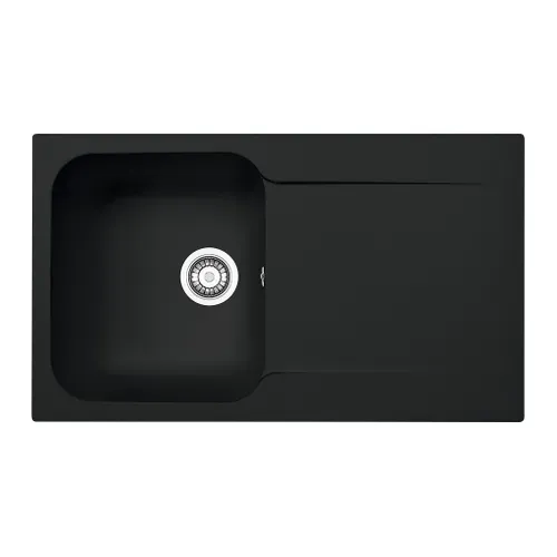 Evier résine 1 bac ETIK 86 x 50 cm noir vue de face