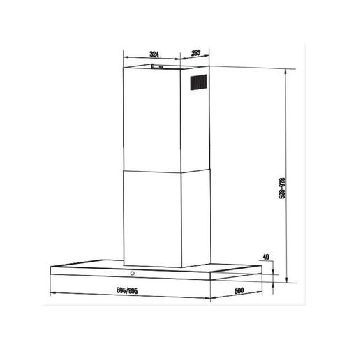 Hotte Décorative Murale 90cm 67db 530m3/h Inox/noir - 5649940