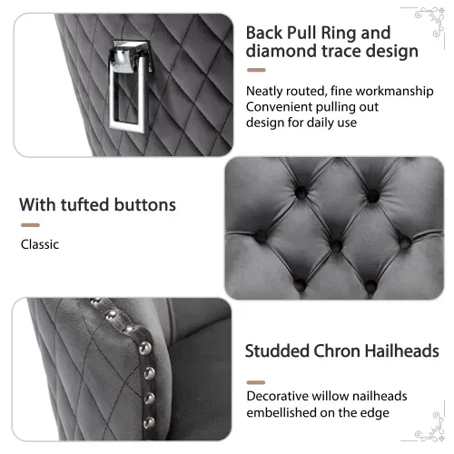 Chaise De Salle à Manger (set De 2), Fauteuil Rembourré Avec Clous Décoratifs