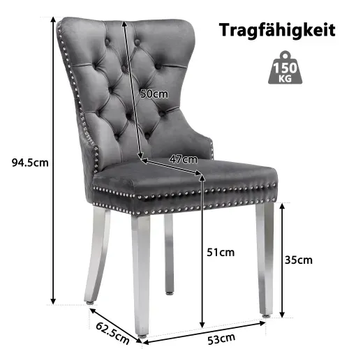 Chaise De Salle à Manger (set De 2), Fauteuil Rembourré Avec Clous Décoratifs