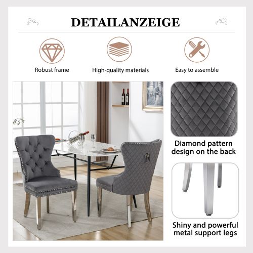 Chaise De Salle à Manger (set De 2), Fauteuil Rembourré Avec Clous Décoratifs