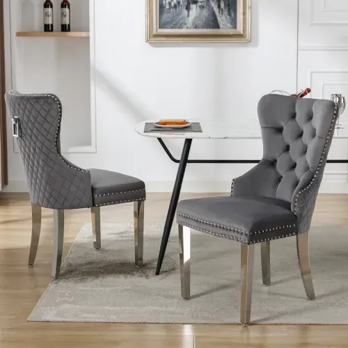 Chaise De Salle à Manger (set De 2), Fauteuil Rembourré Avec Clous Décoratifs