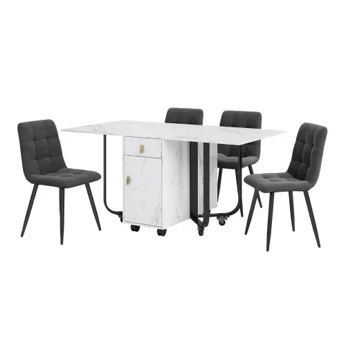 Ensemble De Salle à Manger (set, Table à Manger 150×80×76 Cm Avec 4 Chaises)