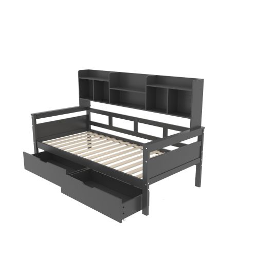 Lit Enfant Maison 90x200 Avec Tableau Noir Et Rangements - Lit Cabane En Bois Massif, Barrière De Sécurité, Porte, Sommier à Lattes Inclus