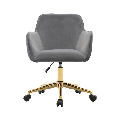 Chaise De Bureau Yaheetech Velours Gris - Pivotante 360°, Hauteur Réglable - Neuve
