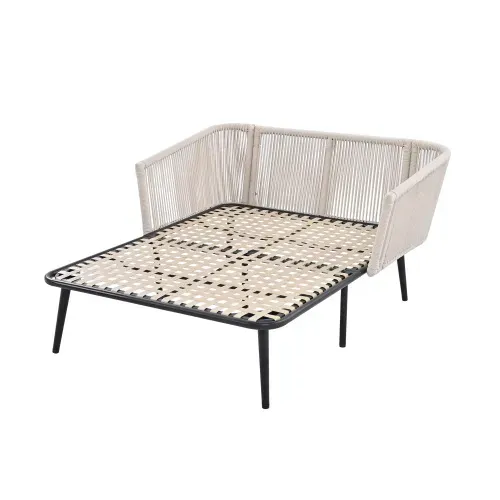 Canapé De Jardin Avec 2 Coussins, Beige, Structure En Acier, Assise 10 Cm