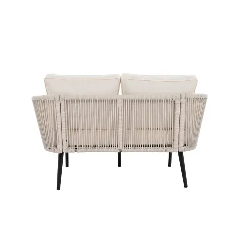 Canapé De Jardin Avec 2 Coussins, Beige, Structure En Acier, Assise 10 Cm