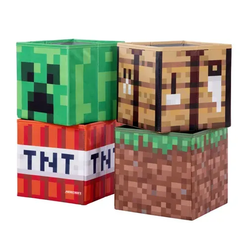 Banc De Rangement Gris Avec 2 Coussins Et 4 Bacs De Rangement Minecraft