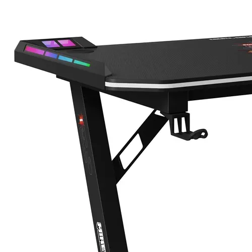 Bureau Gaming Avec LED Et Support Rabattable Pour Casque Et Gobelet - Noir Minecraft