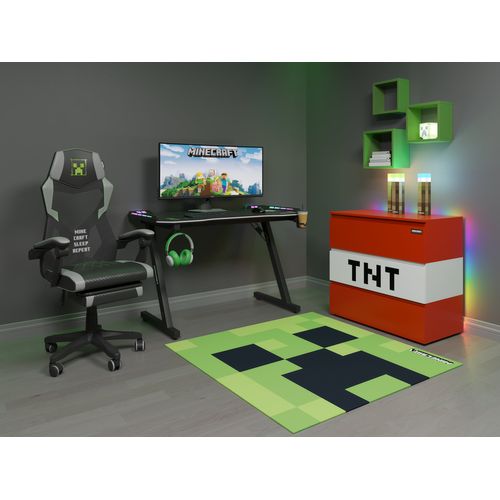 Tapis Gamer Carré Moelleux Et Antidérapant Creeper Vert Minecraft