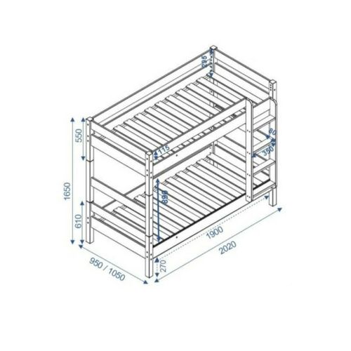 Lit Superposé Séparable Aaron   Blanc 80x190 Cm