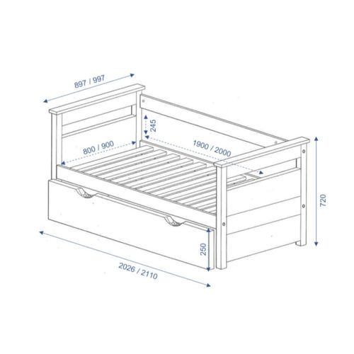 Pack Lit Gigogne Avec 2 Matelas Izao Bois Naturel 90x190 Cm