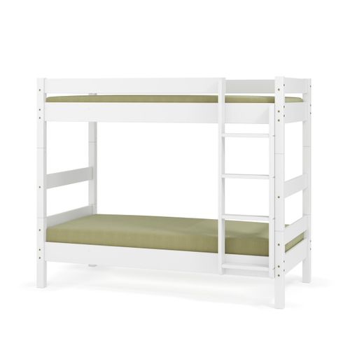 Pack Lit Superposé Séparable Avec 2 Matelas Aaron   Blanc 90x190 Cm