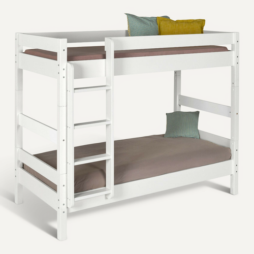 Pack Lit Superposé Séparable Avec 2 Matelas Aaron   Blanc 90x190 Cm
