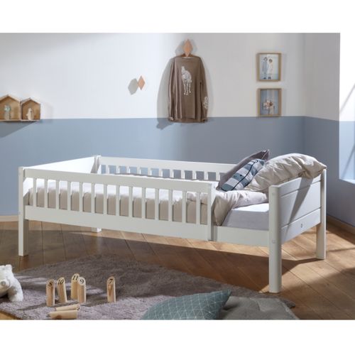 Pack Lit Enfant Avec Barrières Et Matelas Victoria   Blanc 90x190 Cm