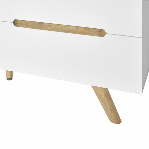 Commode 6 Tiroirs Kota   Blanc Et Bois