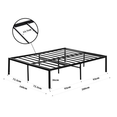 Lit En Métal 160x200cm, Noir