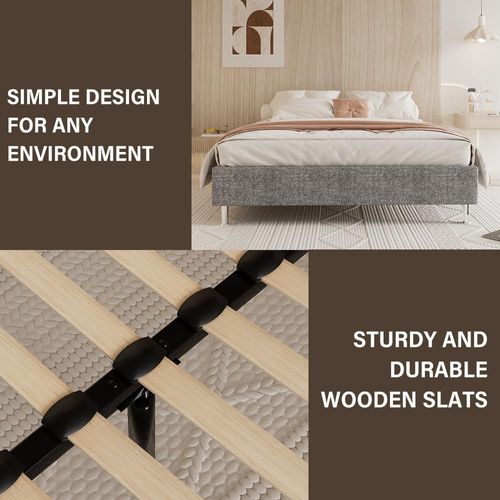 Sommier déco Cadre De Lit 160x200cm, Plateforme Capitonné 31 Cm, gris Foncé