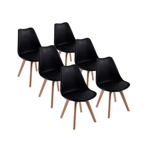 Chaises De Salle à Manger Scandinave, Chaise De Bureau Rétro, Noir, Lot De 6