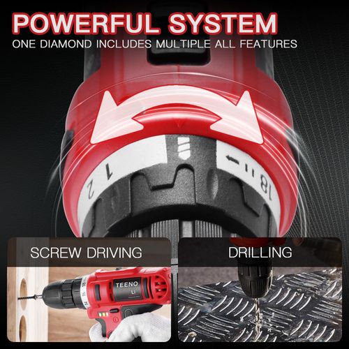 Visseuse à Batterie 21 V, 2 Vitesses, Perceuse à Piles, 2 Batteries Au Lithium 1,5 Ah