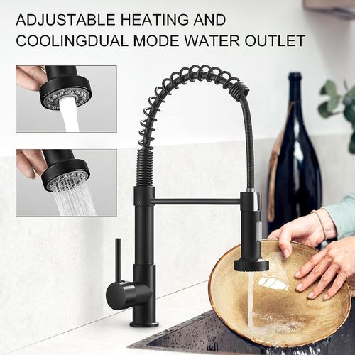 Mitigeur Cuisine Avec Douchette, Robinet à 360°, Noir