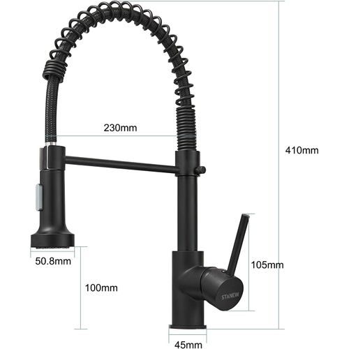 Mitigeur Cuisine Avec Douchette, Robinet à 360°, Noir