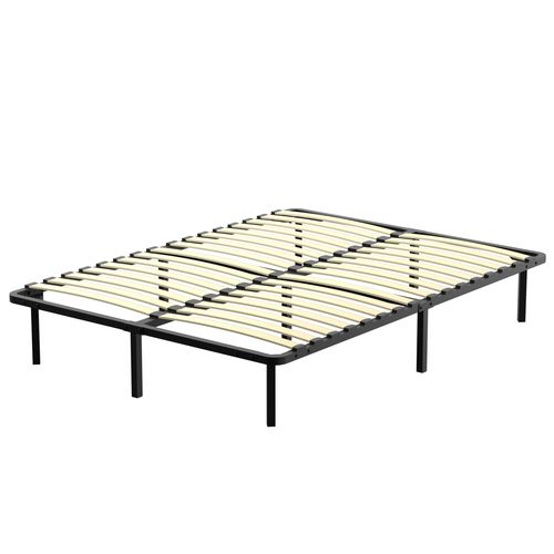 Sommier Cadre à Lattes 140x190cm Sommier à Lattes Sur Pieds , 9 Pieds Inclus