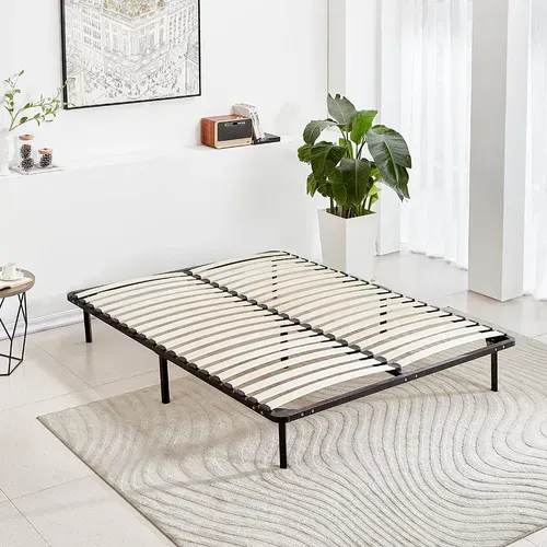 Sommier Cadre à Lattes 160x200cm Sommier à Lattes Sur Pieds , 9 Pieds Inclus