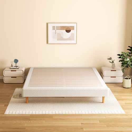 Sommier à Lattes 140 X 190 Cm, 9 Pieds, 2 X 14 Lattes, Gris