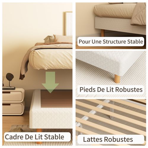 Sommier à Lattes 160x200 Cm, 9 Pieds, 2x14 Lattes