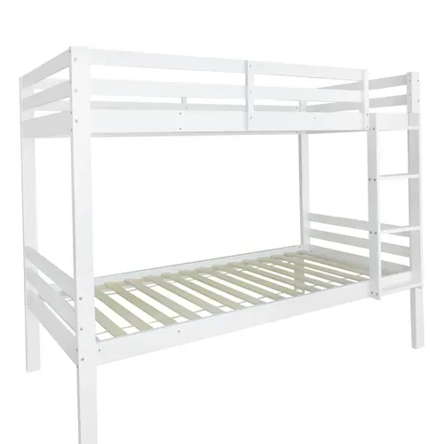 Lit Superposé Avec échelle En Angle à Trois Niveaux Et Barrière De Sécurité,blanc, 90x200 Cm