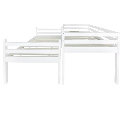 Lit Superposé Avec échelle En Angle à Trois Niveaux Et Barrière De Sécurité,blanc, 90x200 Cm