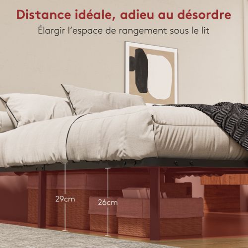 Sommier à Lattes Sur Pieds, Lit 2×14 Lattes, 7 Pieds Inclus,160x200cm
