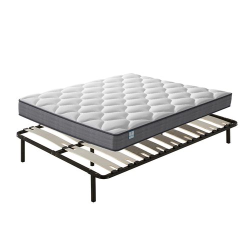Ensemble Matelas à Ressorts 140x190 cm Epaisseur 20 cm + Sommier Avec Lattes Larges