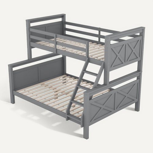 Lit Superposé 90x200/140x200 Cm Convertible En 2 Lits, Bois Gris