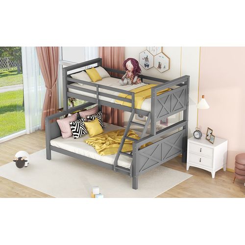 Lit Superposé 90x200/140x200 Cm Convertible En 2 Lits, Bois Gris
