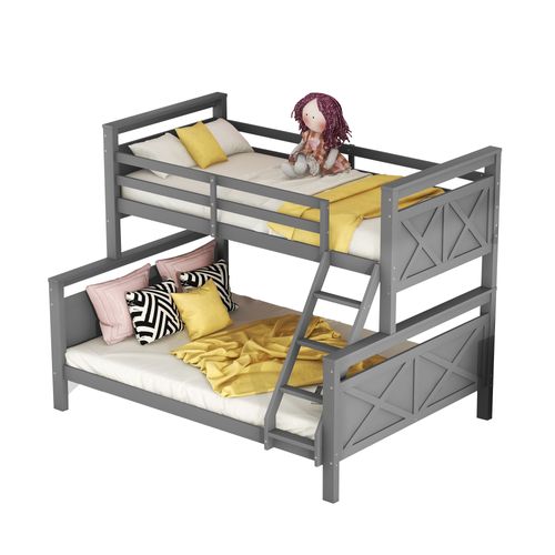 Lit Superposé 90x200/140x200 Cm Convertible En 2 Lits, Bois Gris